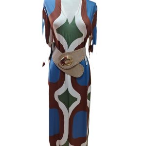 Vestido simétrico verde y marron Ágatha