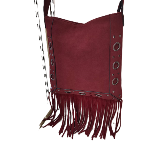 Bolso burdeos flecos