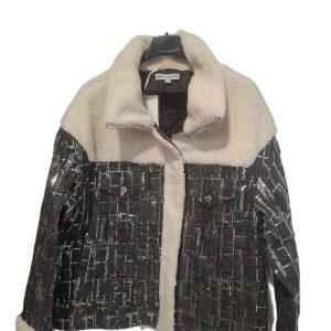 Chaqueta cuadros borreguito gris-plata