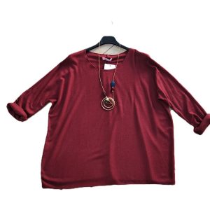 Camiseta punto fino roja cuello redondo