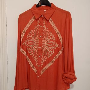 blusa lino coral